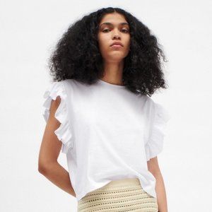 Zara White Ruffle Sleeve Tee